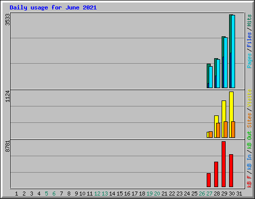 Daily usage for June 2021